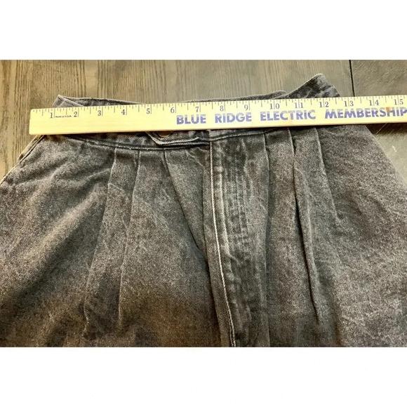 Vintage 80's Middy British Raj Denim Skirt Black Stone Wash Pockets Size 9 Boho - Picture 7 of 10